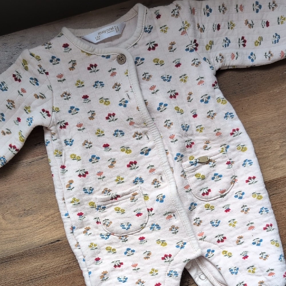 Mayoral Floral Baby Romper Size 0-3/NB (Labeled "1-2M")